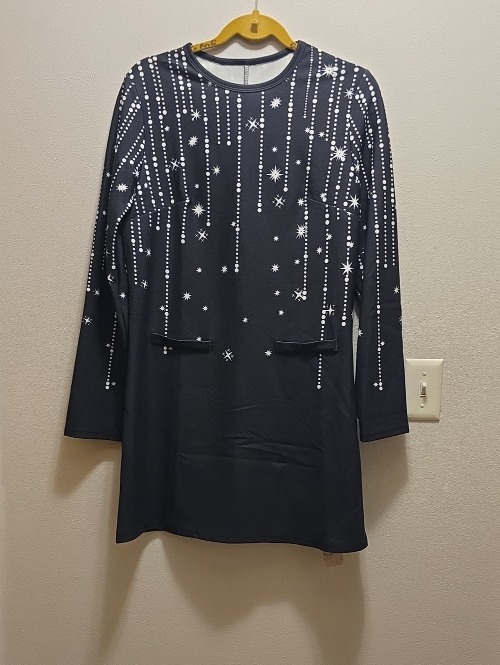Black Star Cascade Long-Sleeve Dress